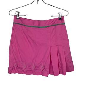 Lilly Pulitzer Vintage Y2K Pink Green Argyle Pleated Skort Golf Cotton Sz 2 / S‎